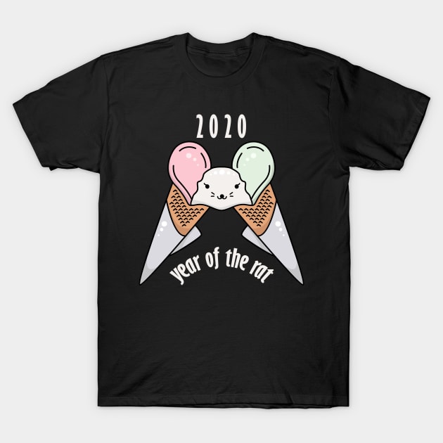 2020 Year Of The Rat Funny Mouse Ice Cream Cone T-Shirt by okpinsArtDesign